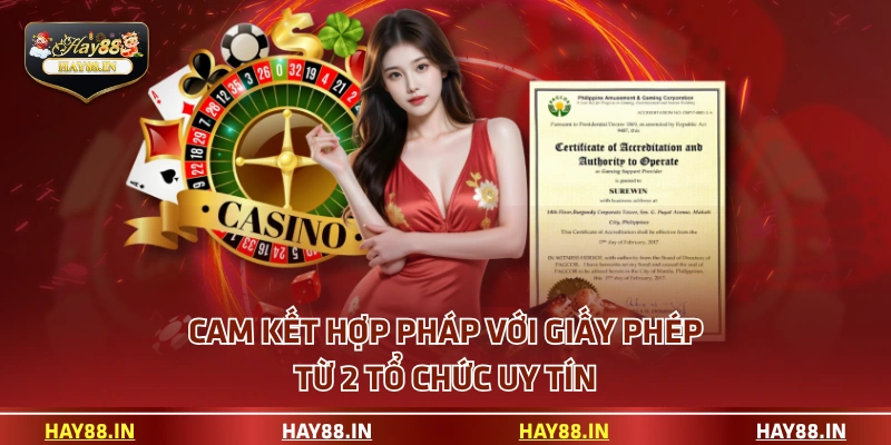 Cam kết hợp pháp với giấy phép từ 2 tổ chức uy tín